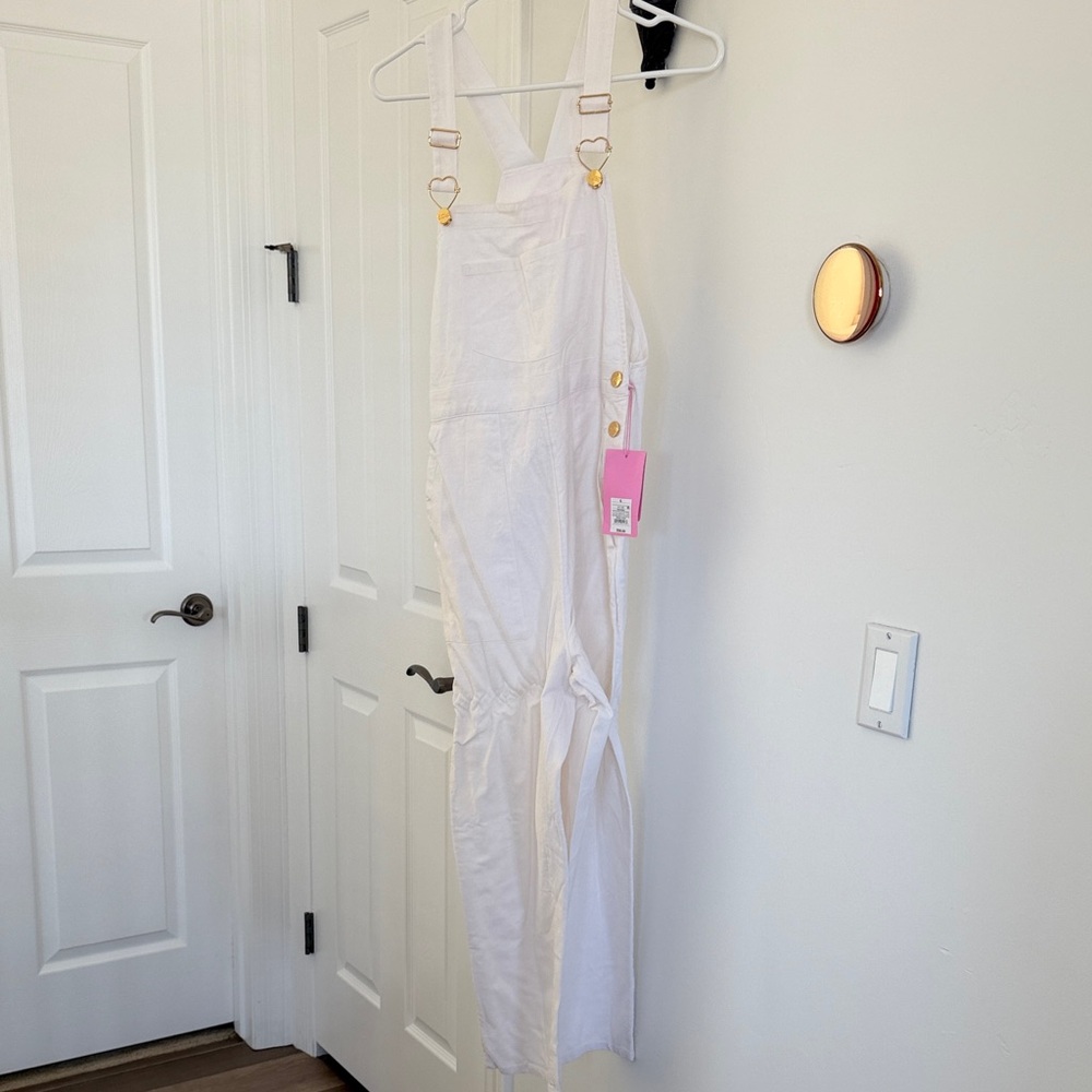 Stoney Clover Lane White Jumpsuit with Gold Accents